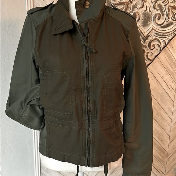 Lucky Brand Full Zip Jacket Military Utility Olive Army Green Women's size Small - Picture 1 of 12